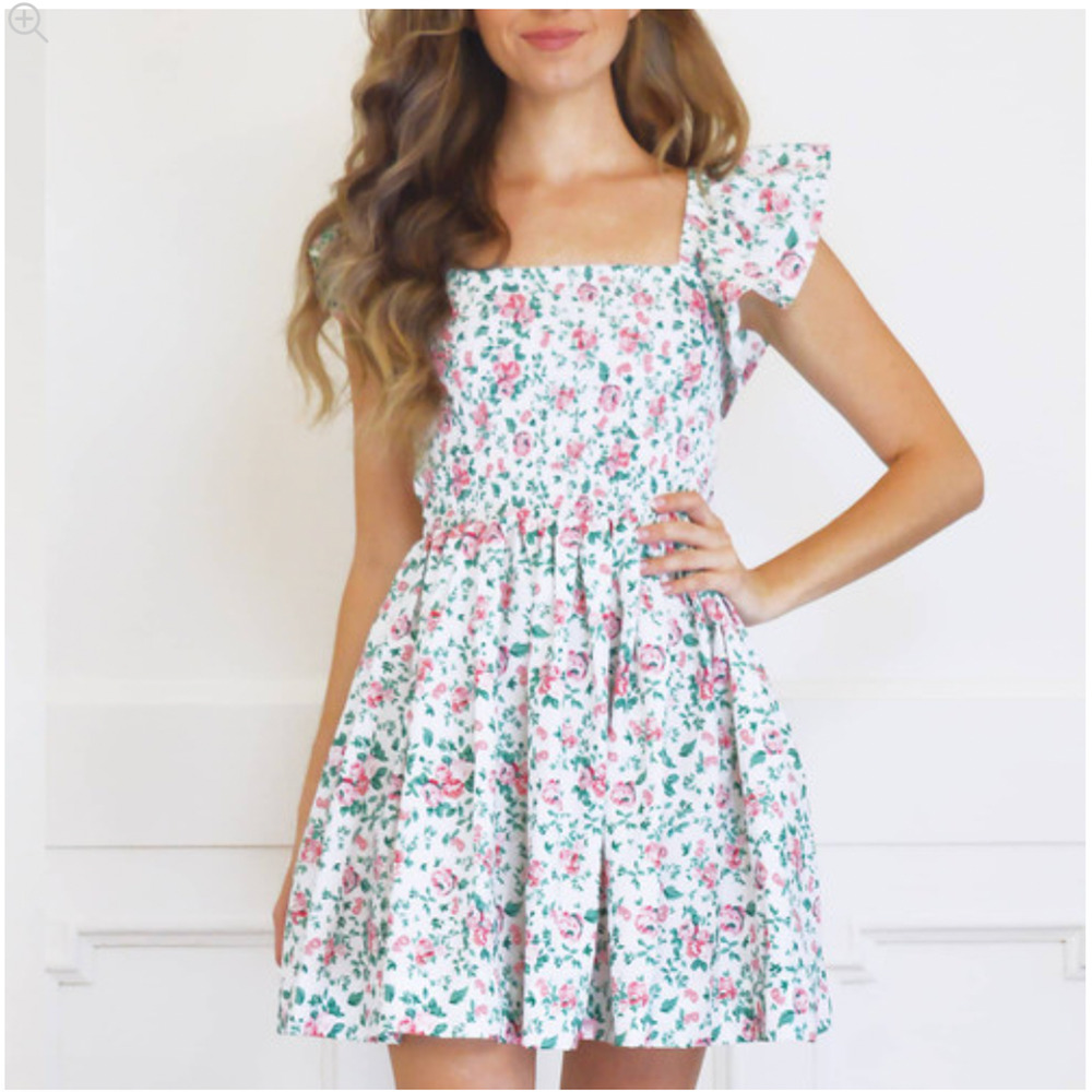 8 Oak Lane Womens Cottage Rose Bow Back Smocked‎ Mini House Dress Size XL